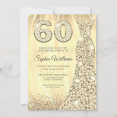 Golden Sparkle Dress Womans 60th Birthday Party Kaart (Voorkant)