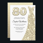 Golden Sparkle Dress Womans 80th Birthday Party Kaart<br><div class="desc">Golden Sparkle Dress Womans 80th Birthday Party Invitation Variations to the uitnodiging and matching items in onze winkel</div>
