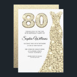 Golden Sparkle Dress Womans 80th Birthday Party Kaart<br><div class="desc">Golden Sparkle Dress Womans 80th Birthday Party Invitation Variations to the uitnodiging and matching items in onze winkel</div>