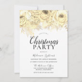 Golden Sparkle Flowers Corporate Kerstparty Kaart (Voorkant)