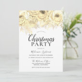 Golden Sparkle Flowers Corporate Kerstparty Kaart (Staand voorkant)
