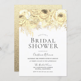 Golden Sparkle Flowers Elegant Vrijgezellenfeest Kaart