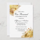 Golden Sparkle Flowers Vow Renewal Uitnodiging (Voorkant)