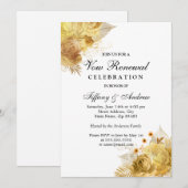 Golden Sparkle Flowers Vow Renewal Uitnodiging (Voorkant / Achterkant)