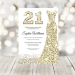 Golden Sparkle Glitter Dress 21st Birthday Party Kaart<br><div class="desc">Golden Sparkle Glitter Dress 21st Birthday Party Invitation Variations to the uitnodiging and matching items in onze winkel</div>