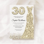 Golden Sparkle Glitter Dress 30th Birthday Party Kaart<br><div class="desc">Golden Sparkle Glitter Dress 30th Birthday Party Invitation Variations to the uitnodiging and matching items in our store</div>