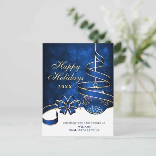 Golden Sparkle-kerstbal Corporate Greeting Briefkaart (Staand voorkant)