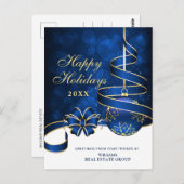 Golden Sparkle-kerstbal Corporate Greeting Briefkaart (Voorkant / Achterkant)