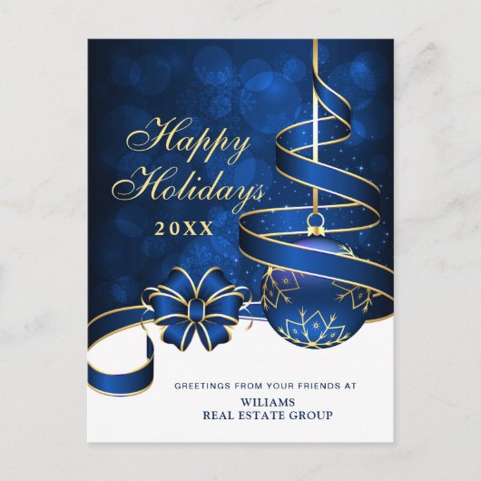 Golden Sparkle-kerstbal Corporate Greeting Briefkaart (Voorkant)