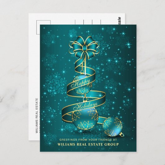 Golden Sparkle-kerstbal Corporate Greeting Briefkaart (Voorkant / Achterkant)