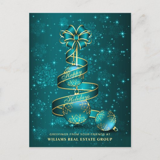 Golden Sparkle-kerstbal Corporate Greeting Briefkaart (Voorkant)