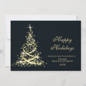 Golden Sparkle-kerstboom Corporate Greeting Feestdagenkaart (Voorkant)