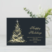 Golden Sparkle-kerstboom Corporate Greeting Feestdagenkaart (Staand voorkant)