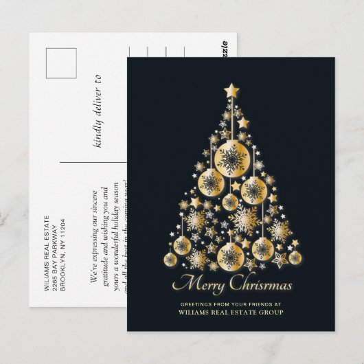 Golden Sparkle kerststars Corporate Greeting Briefkaart (Voorkant / Achterkant)