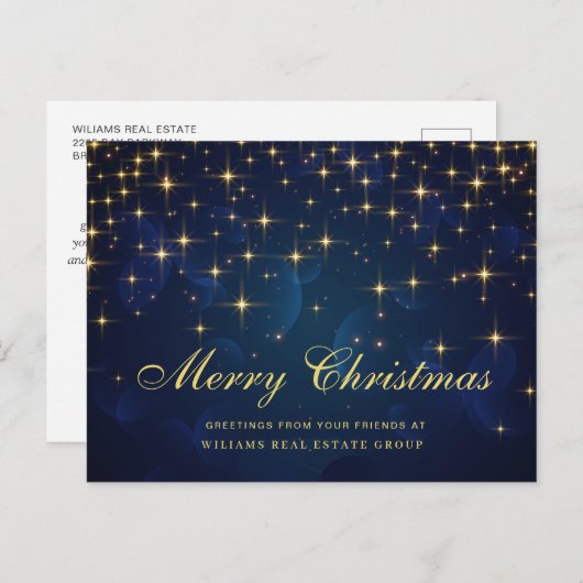 Golden Sparkle kerststars Corporate Greeting Briefkaart (Voorkant / Achterkant)