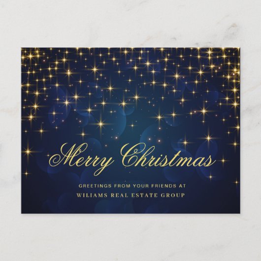 Golden Sparkle kerststars Corporate Greeting Briefkaart (Voorkant)