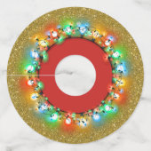Golden Sparkle met Holiday Light Bulbs Wijnglaslabel (Voorkant)