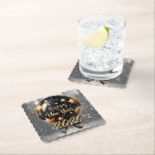 Golden Sparkle New Year Balloon with 2026 Glow Kartonnen Onderzetters (Insitu)