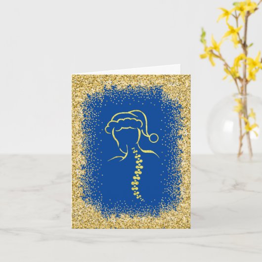 Golden Sparkle Spinal Santa Outline-kaart Kaart (Gele Bloem)