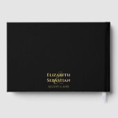 Golden Sparkle Stars op Black Elegant Wedding Gastenboek (Achterkant)
