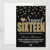 Golden Sparkle Sweet 16 Party-uitnodigingen Kaart (Voorkant / Achterkant)