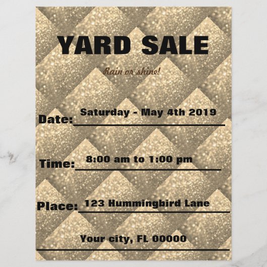 Golden Sparkle Yard Sale/Event Notice (Voorkant)