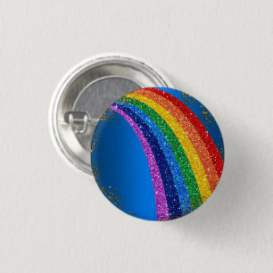 Golden Sparkles en Glitter Rainbow Unicorn Blue Ronde Button 3,2 Cm