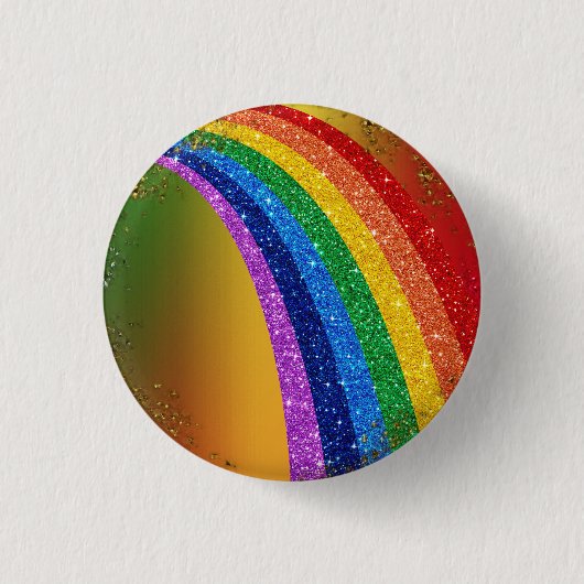 Golden Sparkles en Glitter Rainbow Unicorn Button (Voorkant)