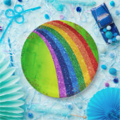 Golden Sparkles en Glitter Rainbow Unicorn Green Papieren Bordje (Feest)