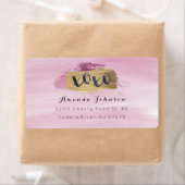 Golden Sparkly XOXO Roze Blush Waterverf Stroke Etiket (Insitu)