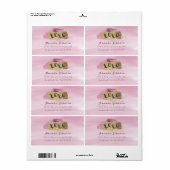 Golden Sparkly XOXO Roze Blush Waterverf Stroke Etiket (Full Sheet)