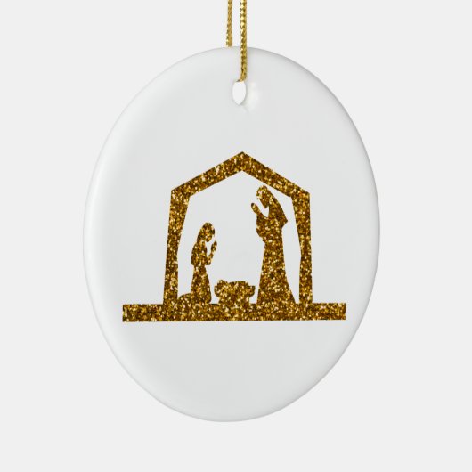 Golden Sparzulks kerst Natisive Scene Keramisch Ornament (Rechts)