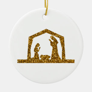Golden Sparzulks kerst Natisive Scene Keramisch Ornament