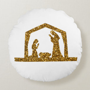 Golden Sparzulks kerst Natisive Scene Rond Kussen