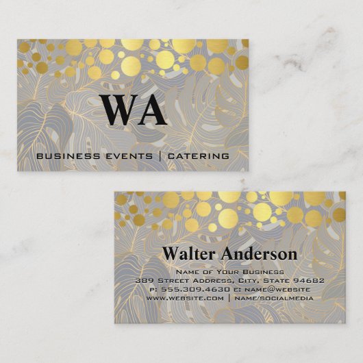 Golden Specks | Palm Leaves achtergrond Visitekaartje (Voorkant / Achterkant)