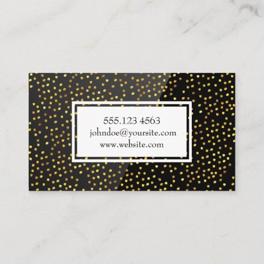 Golden Specks | Zwart hoogglanzend Visitekaartje (Achterkant)