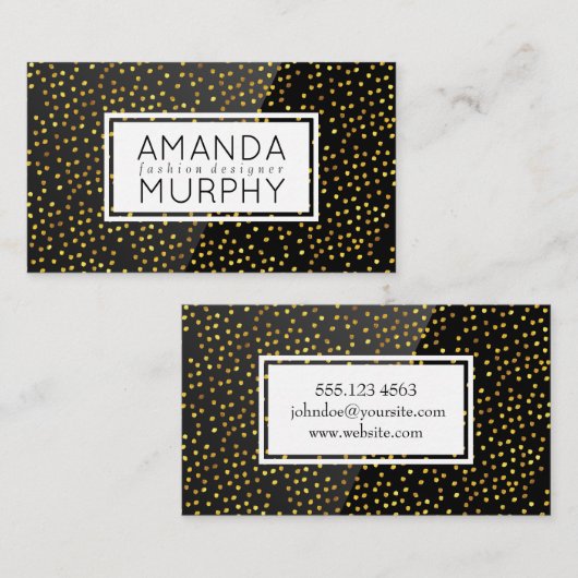 Golden Specks | Zwart hoogglanzend Visitekaartje (Voorkant / Achterkant)