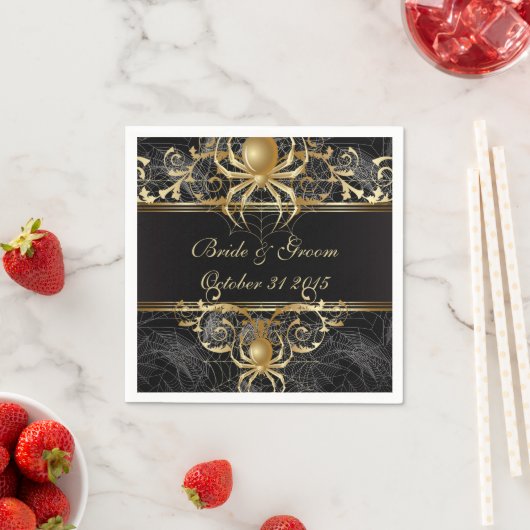 Golden Spider Paper Party Napkins Servet (Insitu)