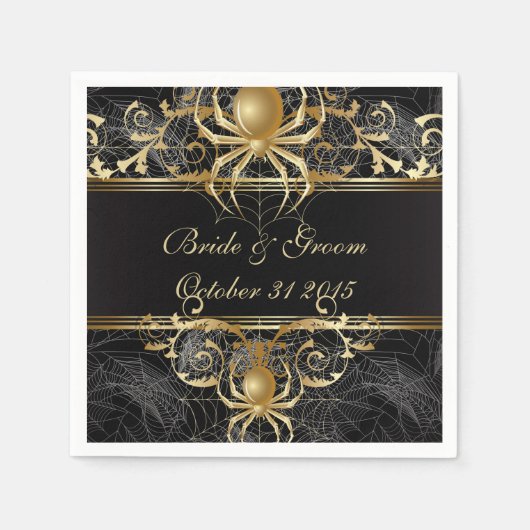 Golden Spider Paper Party Napkins Servet (Voorkant)