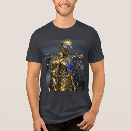 Golden Spider: Ultra-Realistic Metallic Suit T-Shi Tri-Blend Shirt (Voorkant)