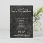 Golden Spider Web Fancy Halloween Party Kaart (Staand voorkant)