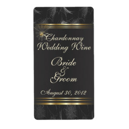 Golden Spiders Elegant Wedding Wine Label