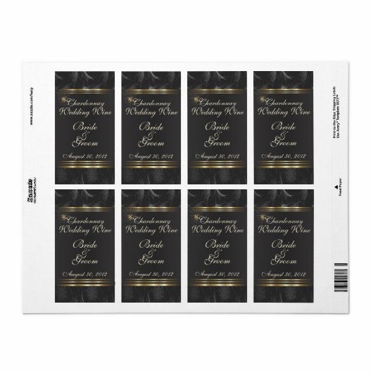 Golden Spiders Elegant Wedding Wine Label (Full Sheet)