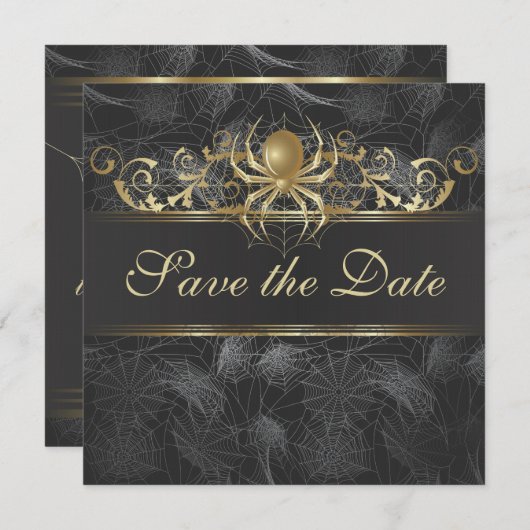 Golden Spiders sparen de Datum Uitnodiging (Voorkant / Achterkant)