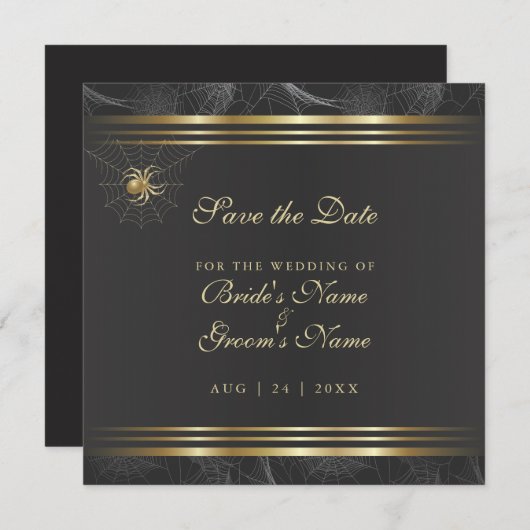 Golden Spiders sparen de Datum Uitnodiging (Voorkant / Achterkant)