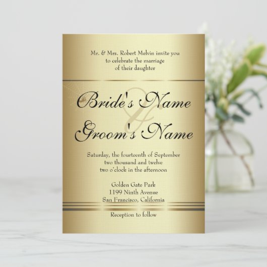 Golden SPiders Wedding Invitation Kaart (Staand voorkant)