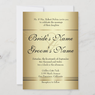 Golden SPiders Wedding Invitation Kaart