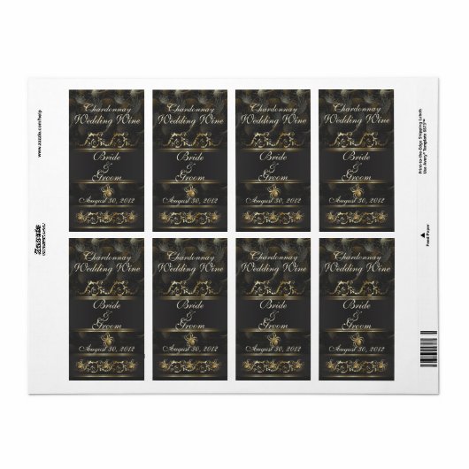  Golden Spiders Wijnlabel voor bruiloft Etiket (Full Sheet)