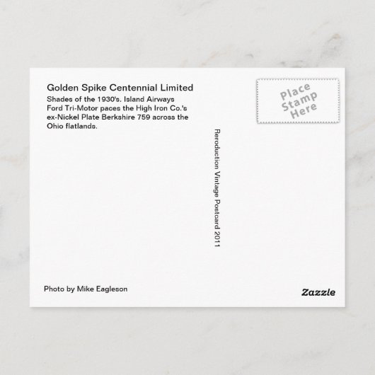 Golden Spike Centennial Limited Briefkaart (Achterkant)