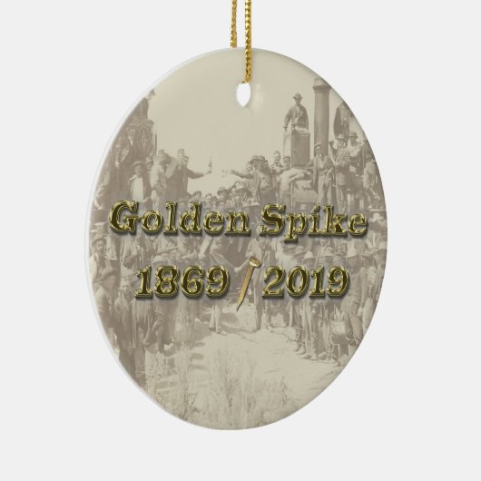 Golden Spike Transcontinental Railroad Sesquincent Keramisch Ornament (Rechts)